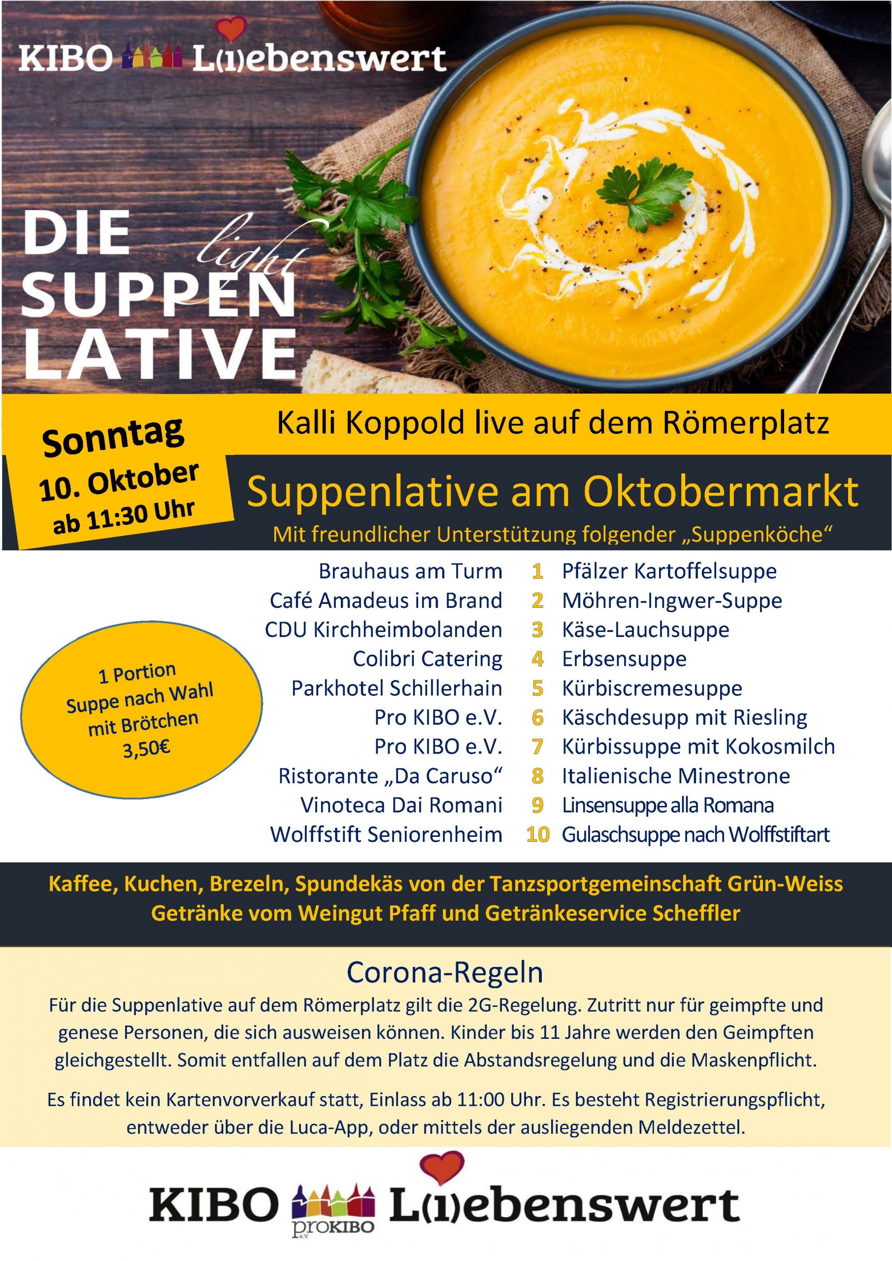 KIBO Liebenswert der Oktobermarkt 2021 - Suppenlative am 10.10.2021 in Kirchheimbolanden auf dem Römerplatz präsentiert von proKIBO e.V.